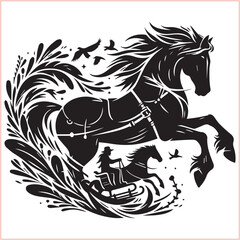 Silhouette Set of Horses Horse head bundle in Wild West Horses