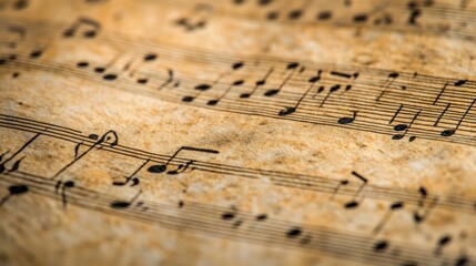 Close-up of handwritten sheet music showcasing intricate musical notes and textures on the page