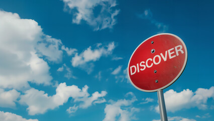 a funny interpretation of a traffic sign with the text "DISCOVER" on it