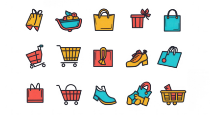 Shopping wish list icons for Black Friday and Holiday shopping promotions, PNG file, isolated on white, transparent background.