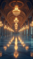 Obraz premium Elegant Ballroom with Chandeliers Frozen in Time