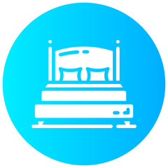 double bed round glyph vector icon