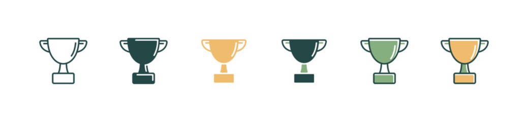 simple trophy award winner cup icon set competition prize champion reward vector illustration