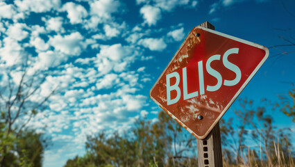 a funny interpretation of a traffic sign with the text "BLISS" on it