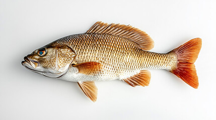 Naklejka premium Freshly caught fish resting on a clean, white surface ready for preparation and cooking