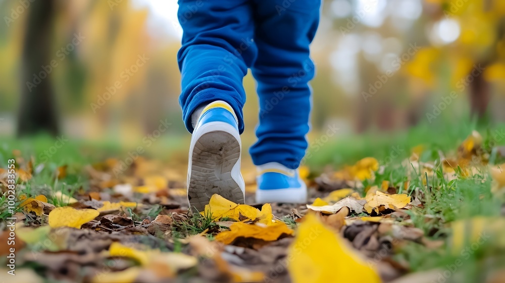Aufkleber a tranquil and captivating outdoor scene showcasing a child walking along a serene nature path with 