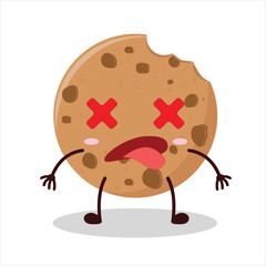Cute fainted expression of bite cookies cartoon character