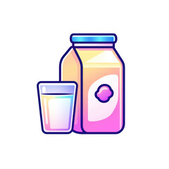 Colorful Milk Carton and Glass Illustration