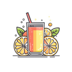 Refreshing Citrus Drink Illustration with Fruits