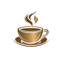 Obraz premium Elegant Gold Coffee Cup with Steam Design