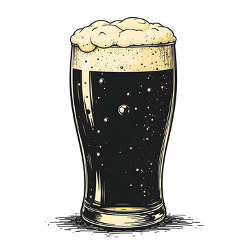 dark beer glass with foam clip art preview