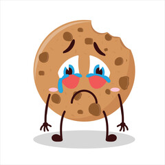 Cute cry expression of bite cookies cartoon character