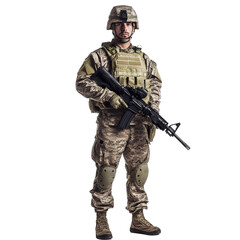 Obraz premium Soldier in camouflage uniform holding a rifle