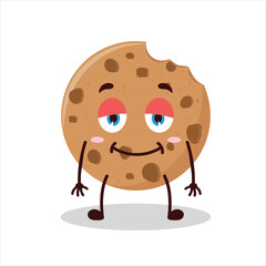 Cute lazy expression of bite cookies cartoon character