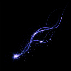 curved light line.Confetti sparkles in a wave. Sparkling magical dust particles.golden stars shine with special light. Magical shining dust.	