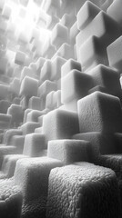 Fototapeta premium Abstract white cube pattern with textured surface.