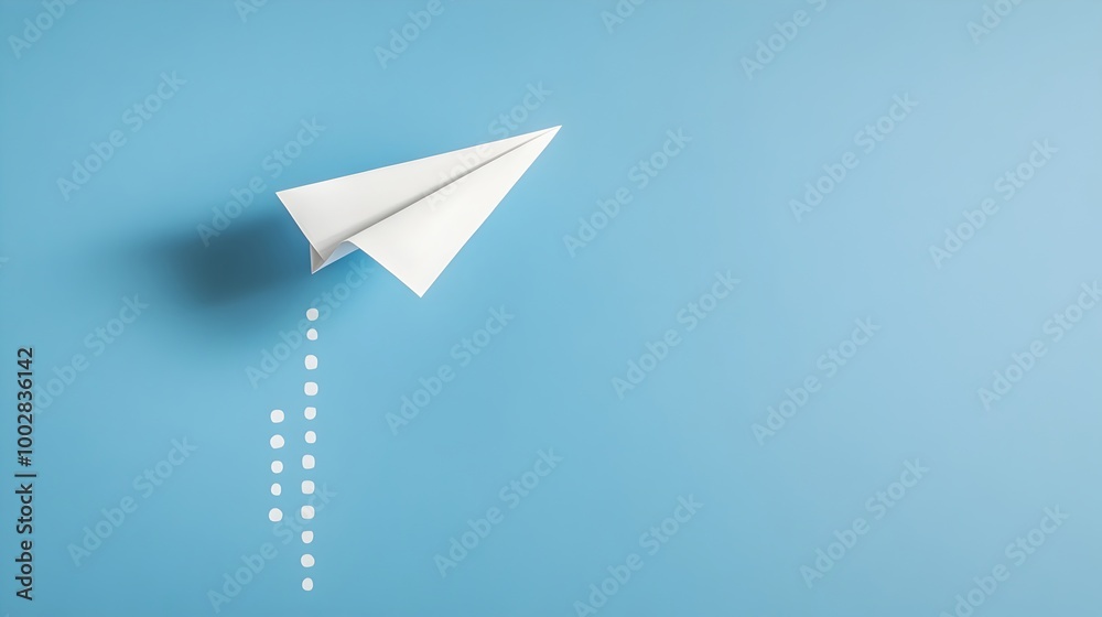 Poster business document folds into a paper airplane symbolizing the concept of agility and quick decisions