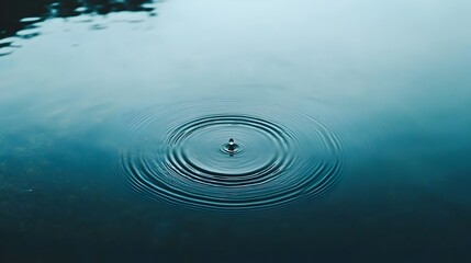Captivating image showcasing the mesmerizing circular ripples created by raindrops gently hitting the serene surface of a calm lake creating a beautiful and tranquil natural scene
