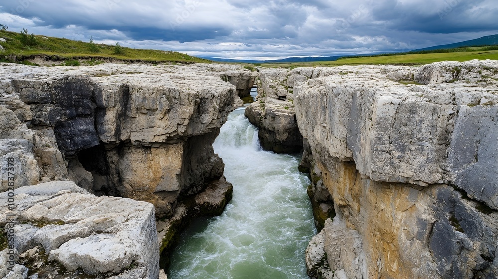 Poster captivating time lapse footage showcasing the powerful geological processes of river erosion carving