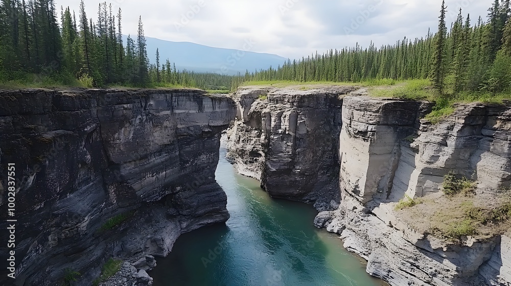 Poster captivating time lapse video capturing the powerful erosional forces of a river carving through soli