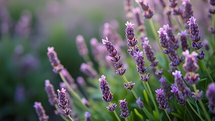 Obraz premium Lavender flowers blooming in the garden in the morning Generated by AI