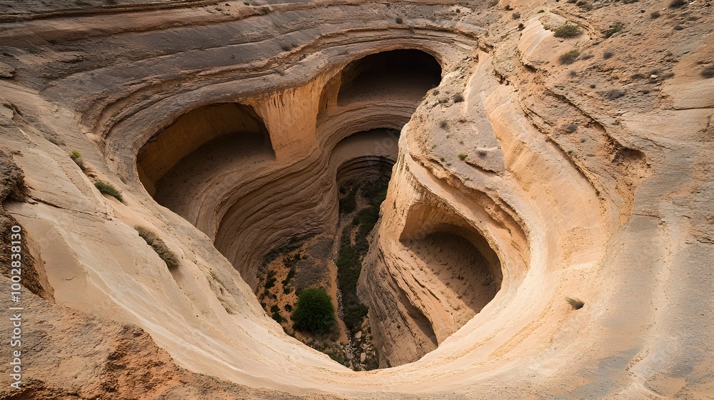 Poster centuries old water channels carved into ancient rock symbolizing the enduring power and passage of 