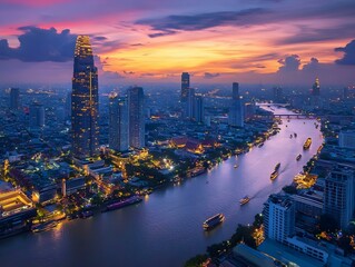 Bangkok Skyline at Sunset