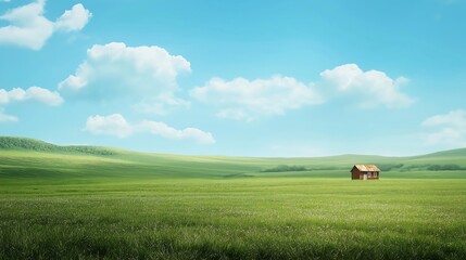 Natural scenery background of blue sky and grassland