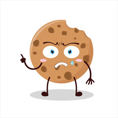 Cute weird expression of bite cookies cartoon character