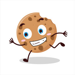 Obraz premium Cute rush running expression of bite cookies cartoon character
