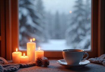 cup of coffee and candle
