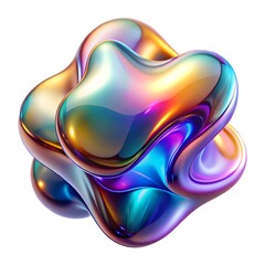 3d fluid abstract metallic holographic coloured shapes