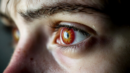 Close-Up of Eyes with Red Color and Visible Signs