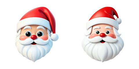 3d cheerful Santa Claus face isolated on a transparent background