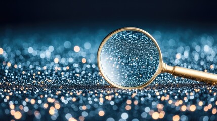 Exploring hidden insights in cyberspace with a magnifying glass over a vibrant digital landscape