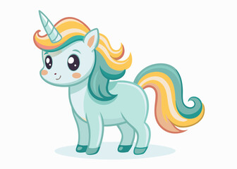 Cute Cartoon Unicorns isolated on a white background