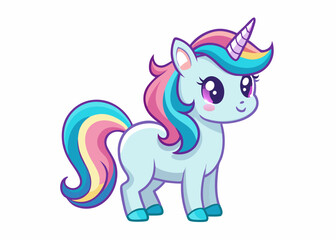 Cute Cartoon Unicorns isolated on a white background