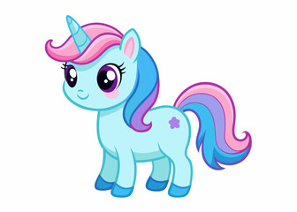 Cute Cartoon Unicorns isolated on a white background