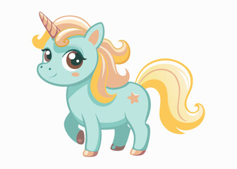 Cute Cartoon Unicorns isolated on a white background