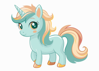 Cute Cartoon Unicorns isolated on a white background