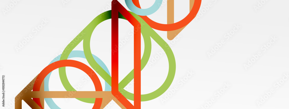 Poster abstract background - colorful circle lines technology or business digital template