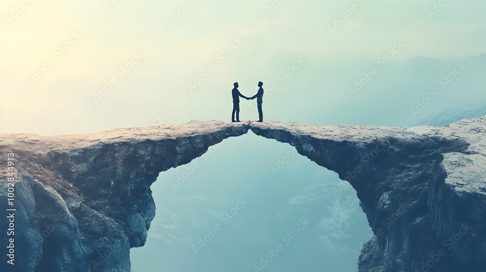 Poster Collaborative Hands Bridging the Gap   A Symbolic Image Representing the Power of Partnership Teamwork and Collective Effort to Overcome Challenges and Achieve Success in the Business World