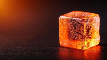 Ice cube melting under sunlight with energy lines showing heat absorption, thermodynamics, heat transfer concept