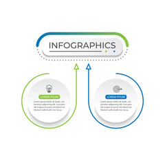 Vector infographic thin line design with marketing icons. Business concept with 2 options, steps or processes.