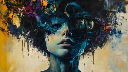 Captivating Surreal Digital Portrait with Vibrant Ethereal Tones and Imaginative Textures