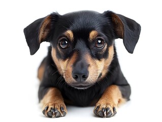 Obraz premium Closeup Portrait of Adorable Small Black and Brown Puppy Dog