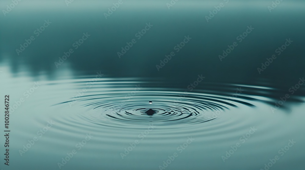 Aufkleber Delicate water droplets creating mesmerizing ripple patterns in a calm serene pond symbolizing the subtle yet powerful influence of water and its fluid transformative nature