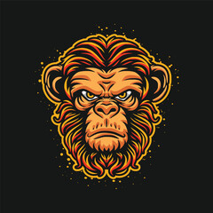 Colorful monkey head logo illustration, monkey logo gaming vector