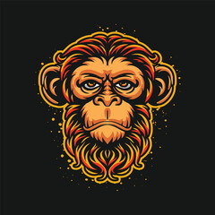 Colorful monkey head logo illustration, monkey logo gaming vector