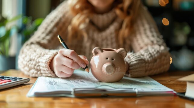 Senior caregiver setting financial goals, water color style, proactive planning